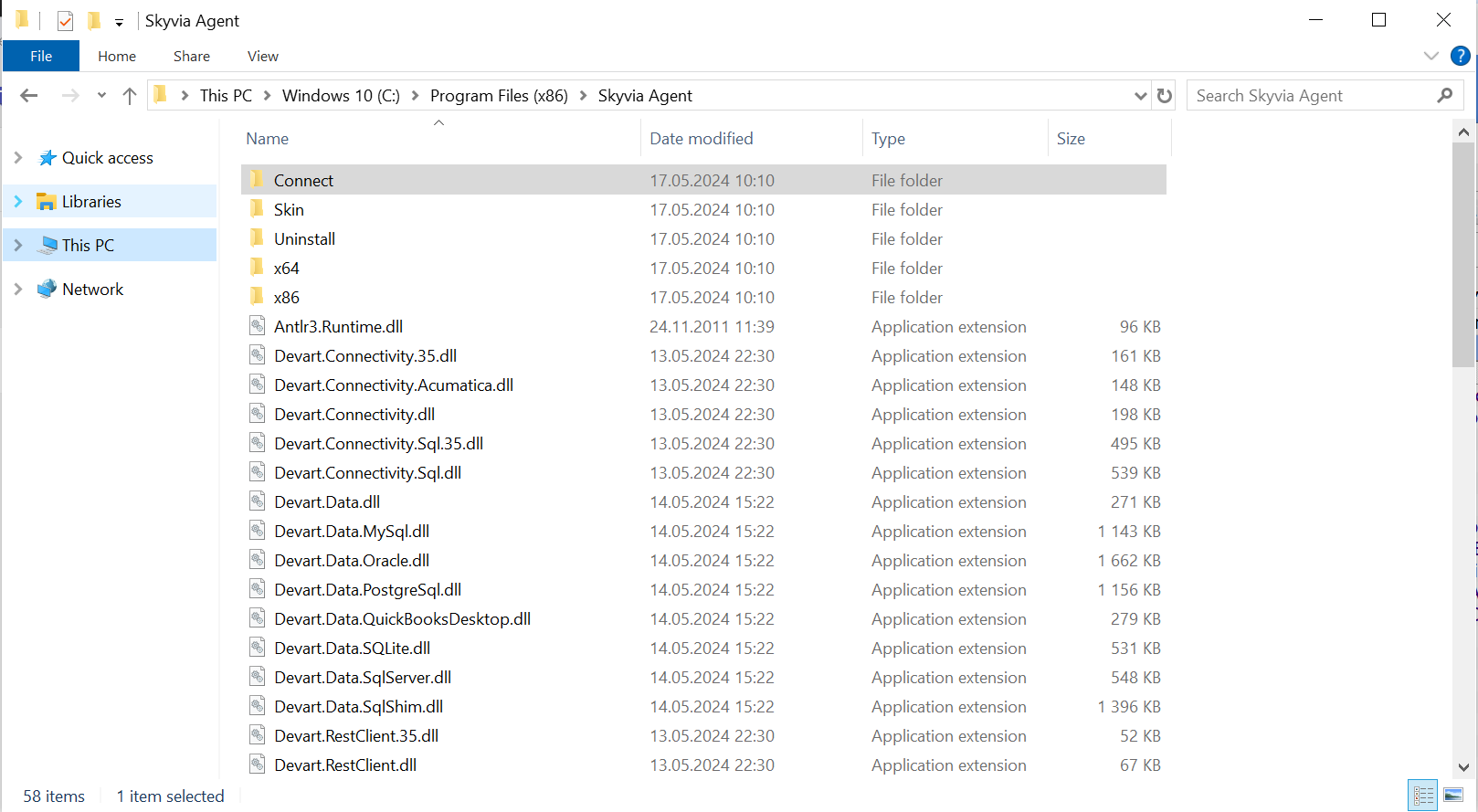 Skyvia Agent installation folder