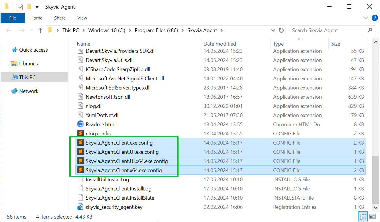 Skyvia Agent config files