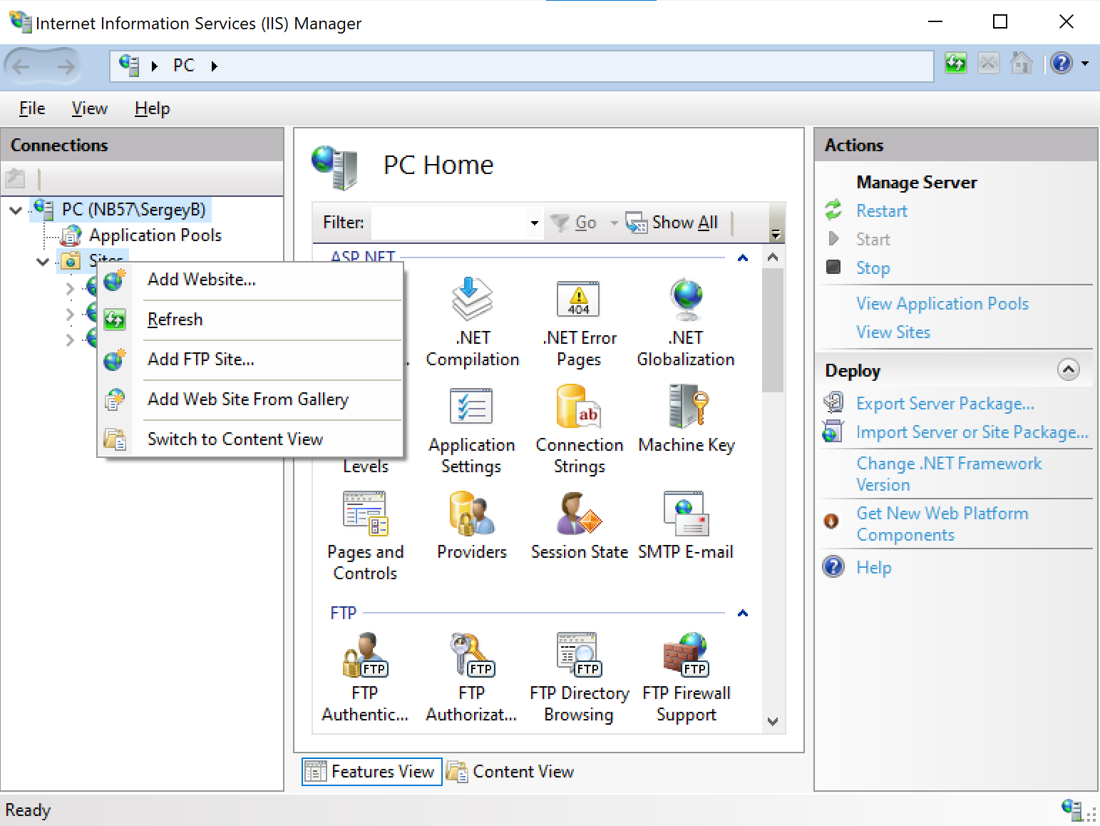 Adding website in IIS