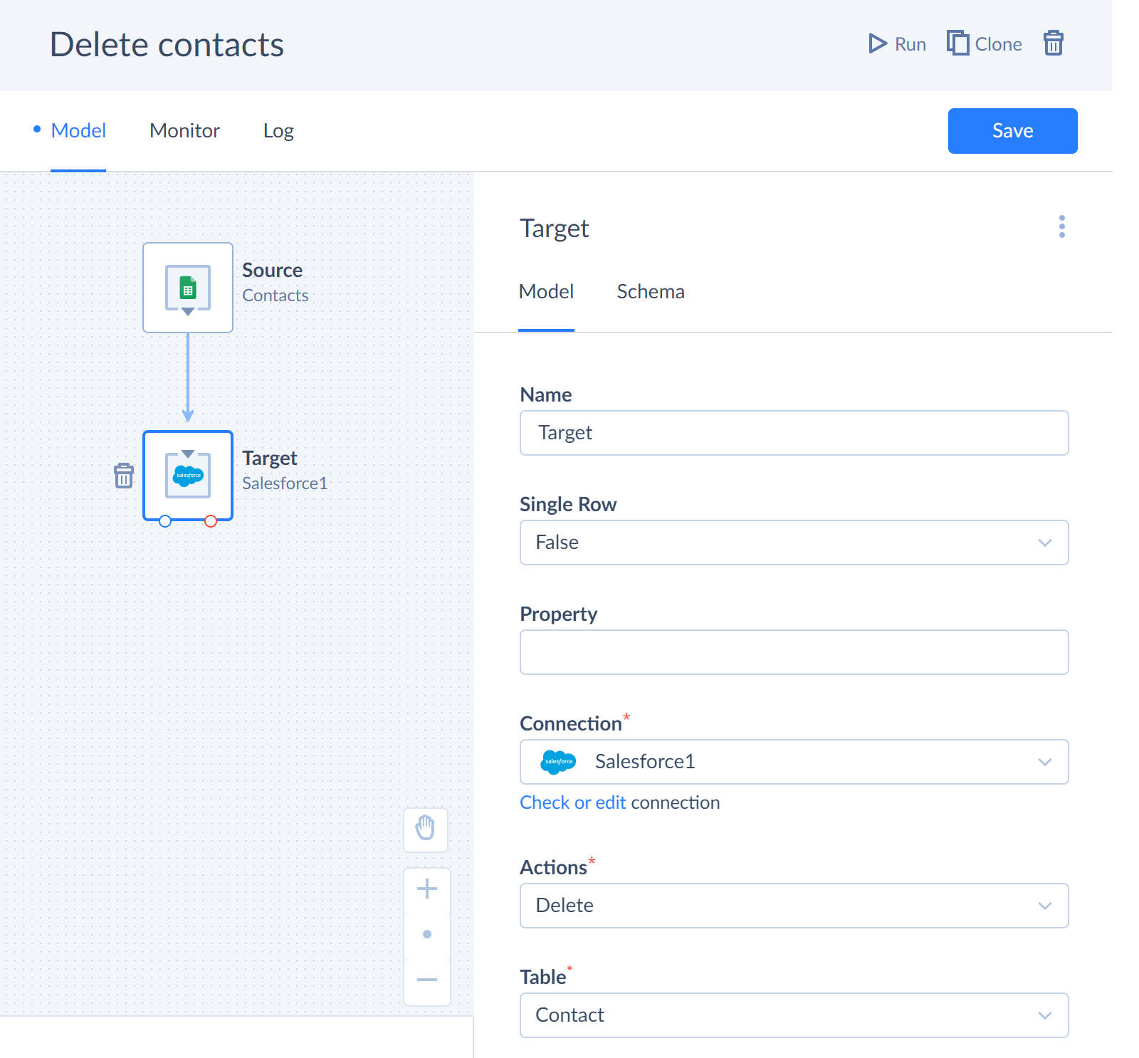 Insert action in data flow