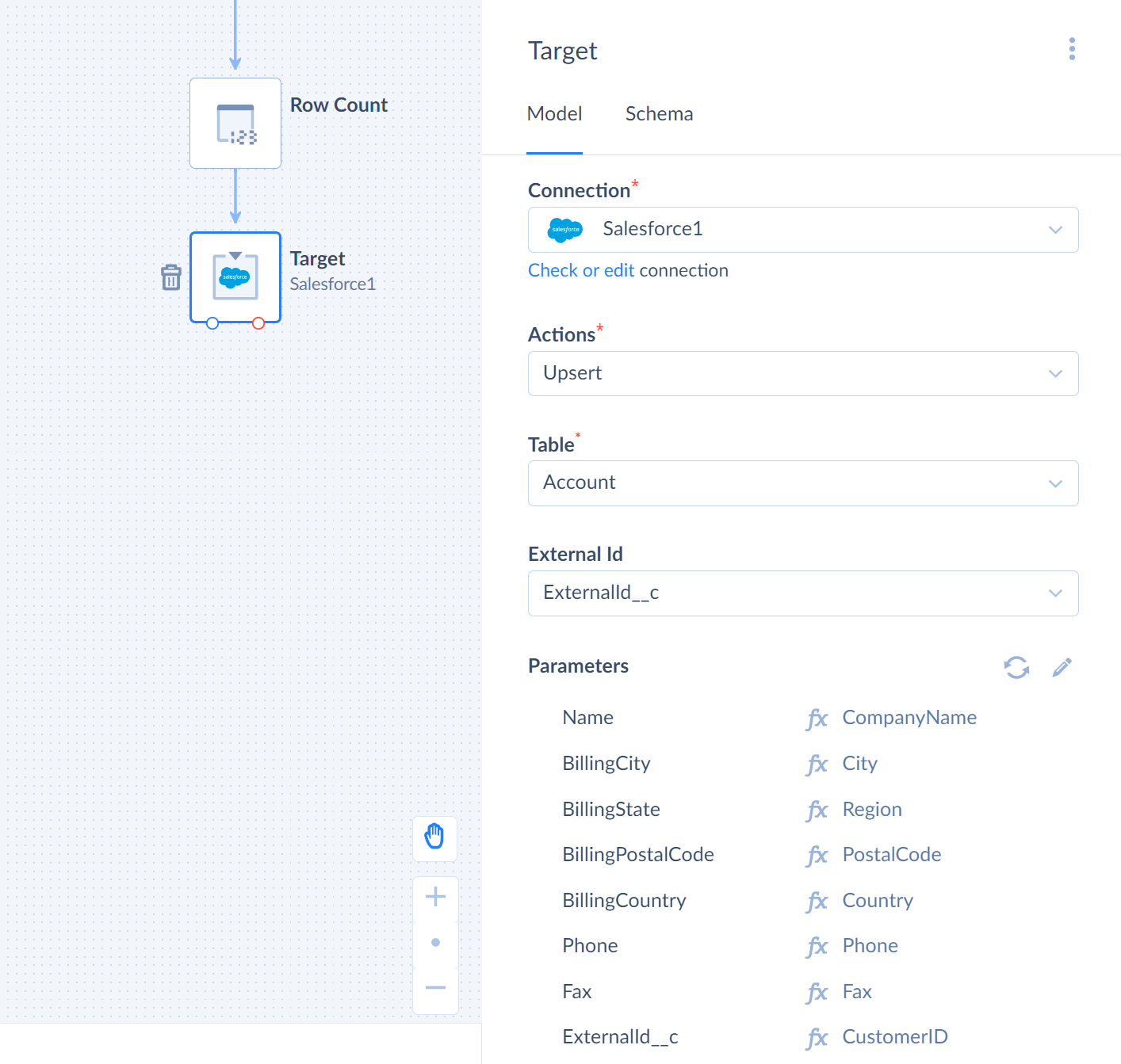 Upsert action in data flow