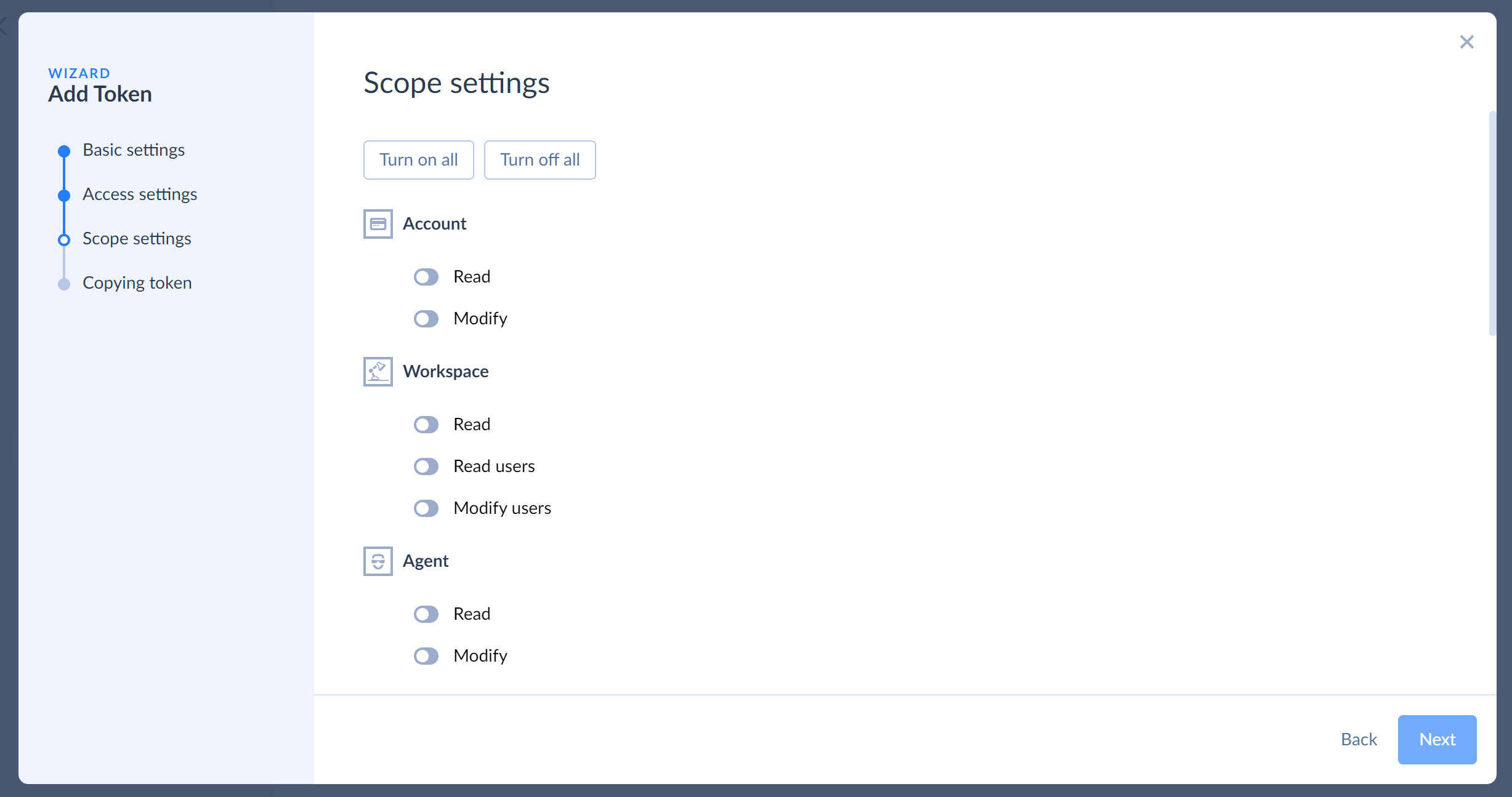 Add Token Wizard - Scope settings