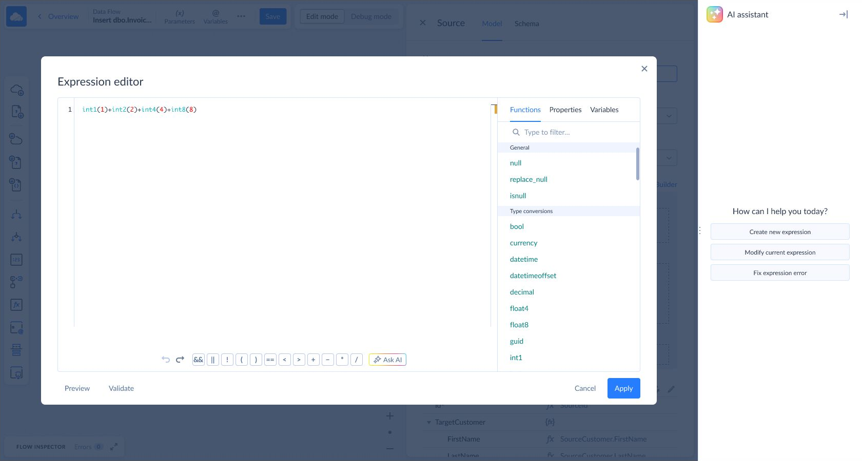 AI Assistant mode selection