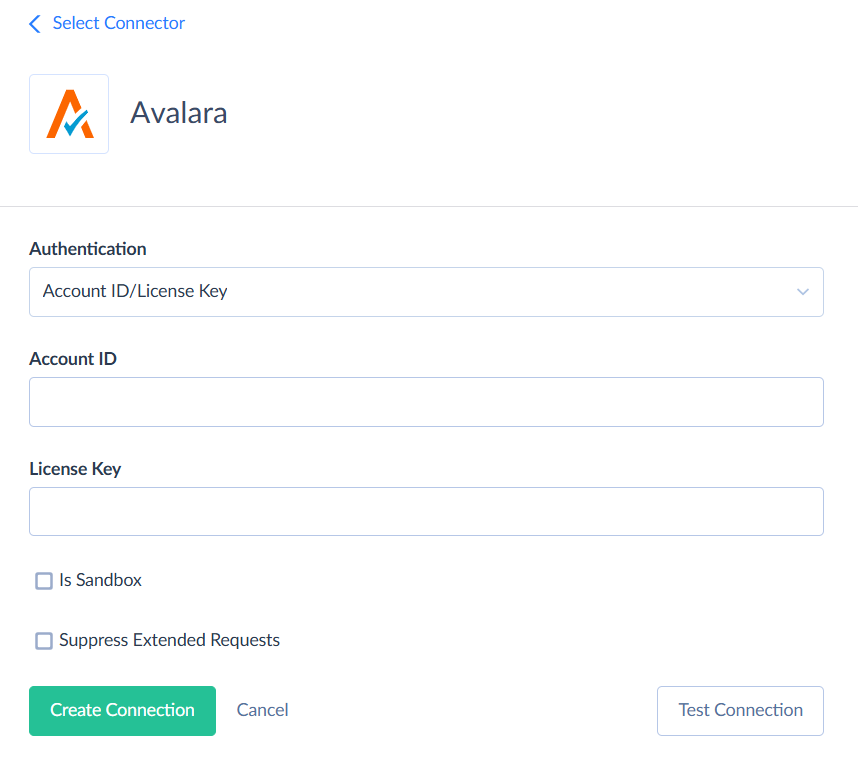 Avalara Accound ID and License Key Connection