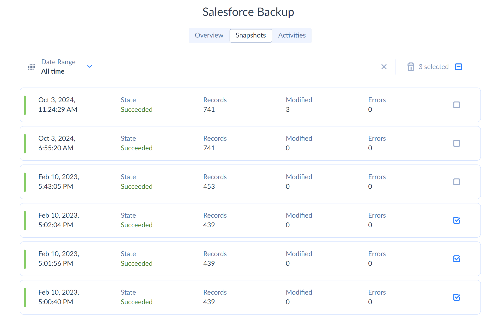 Separate Snapshot Deletion