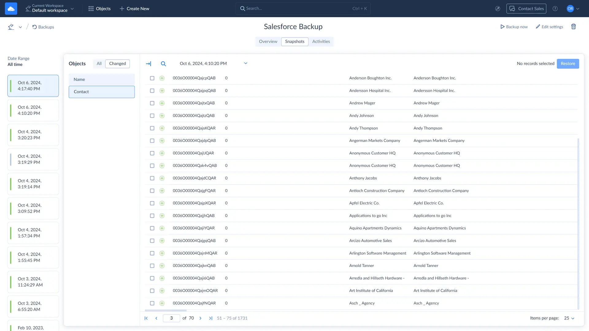 Viewing data changes