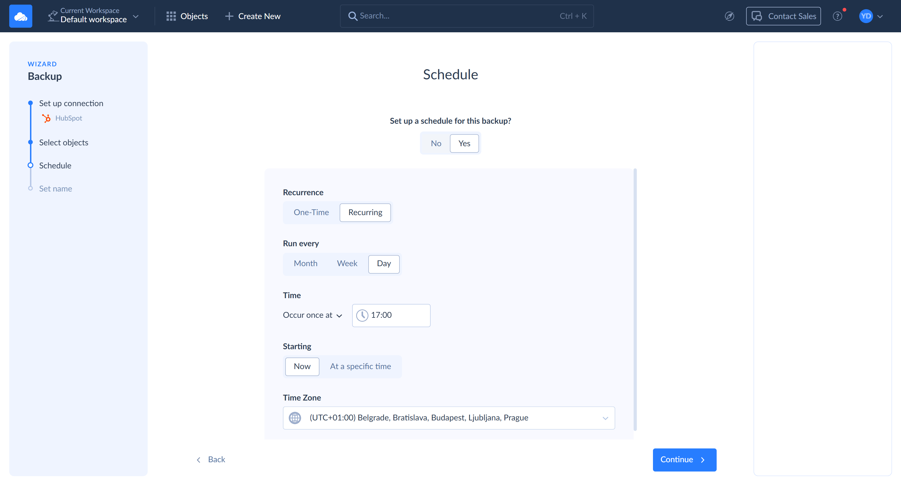 Schedule step