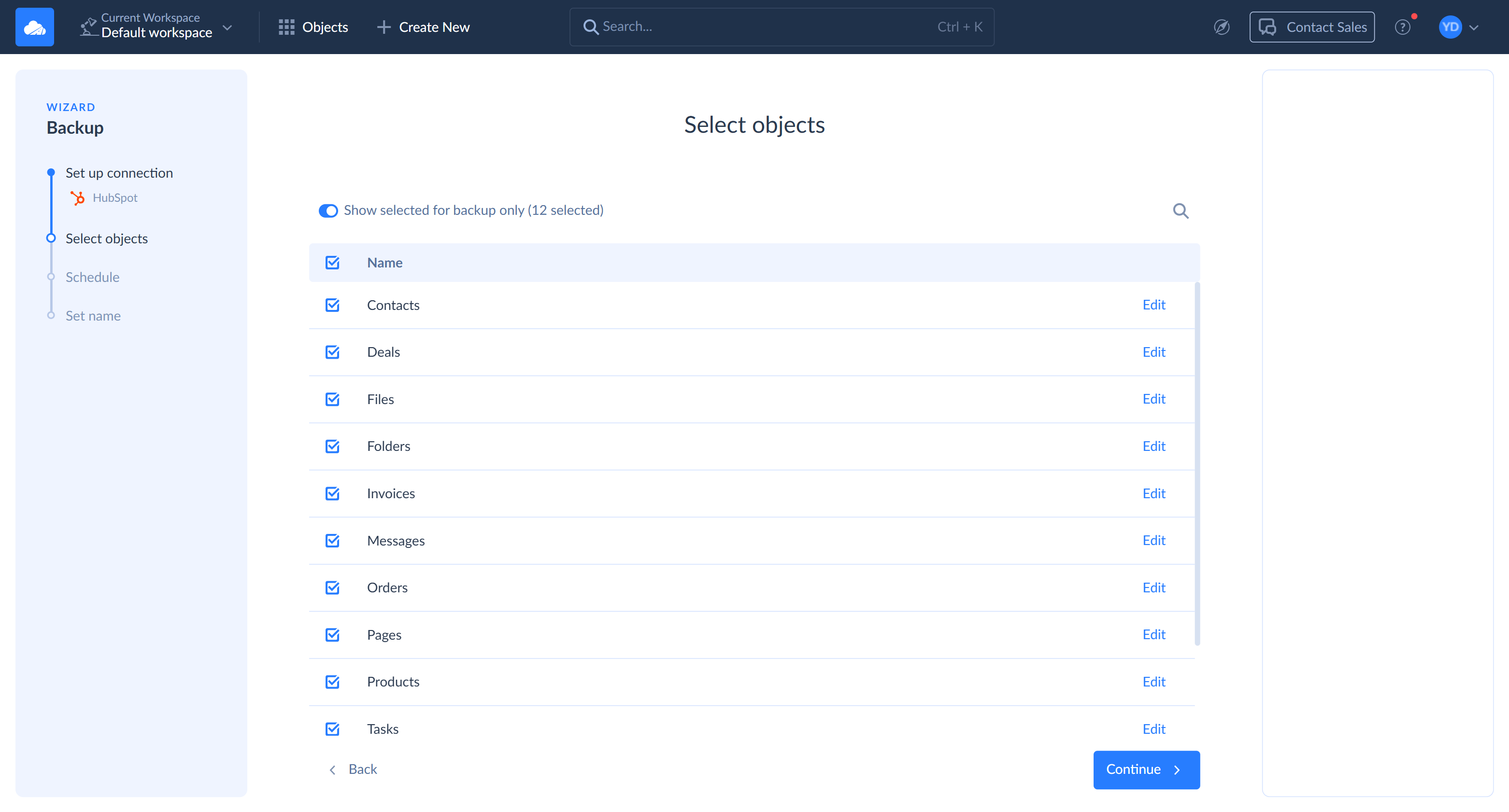 Select objects step