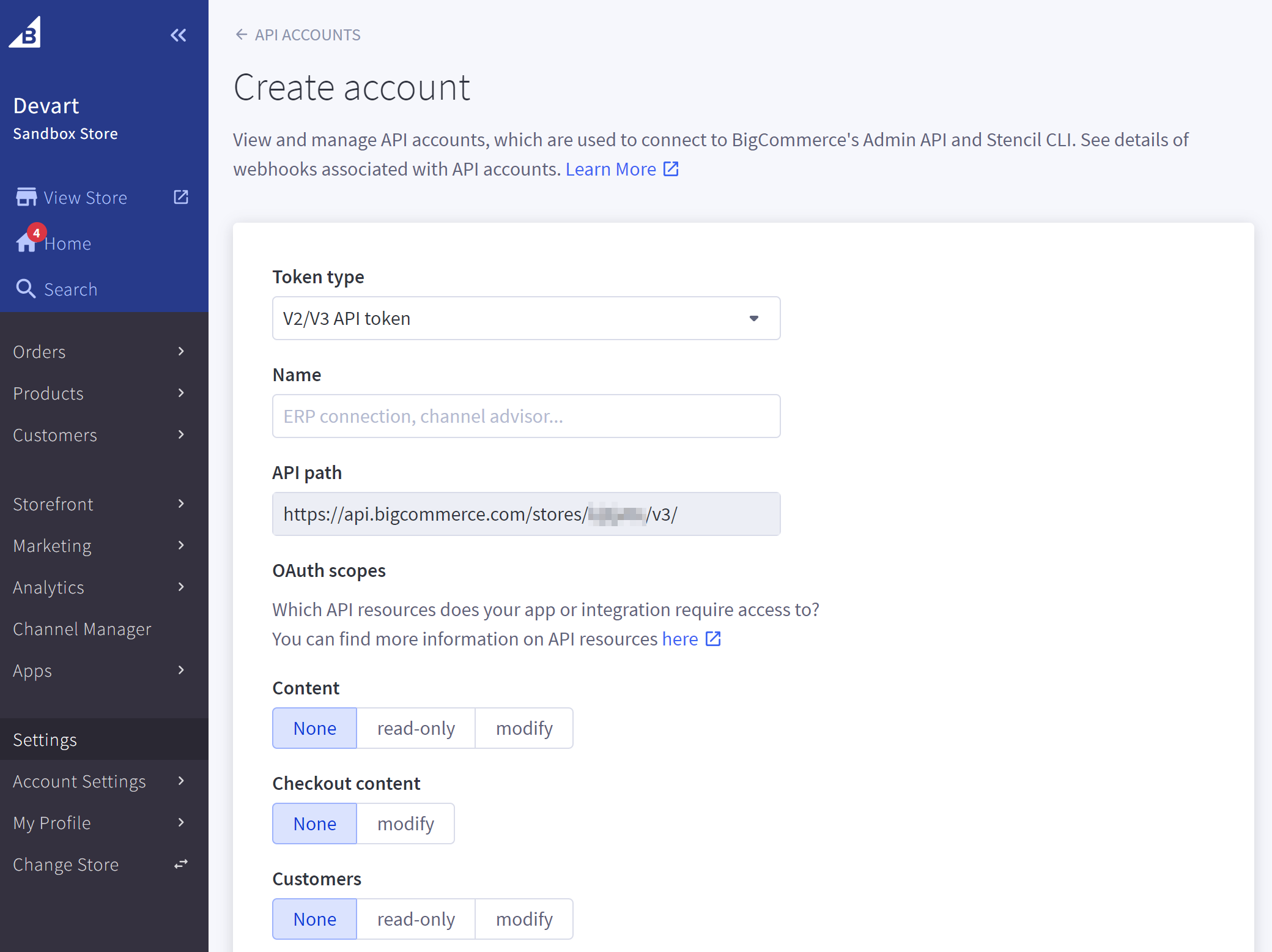 Create API Account
