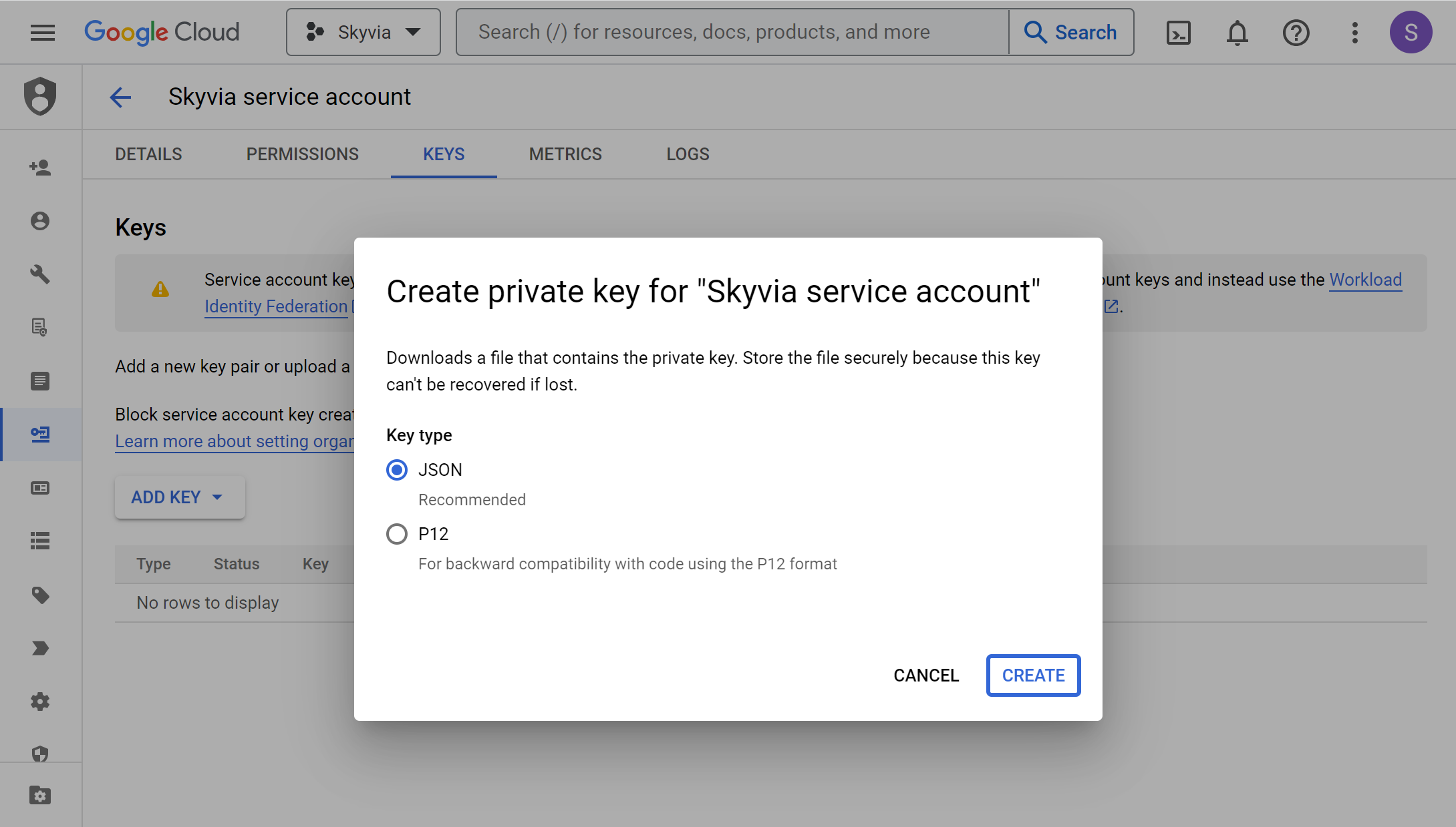 Creating private key