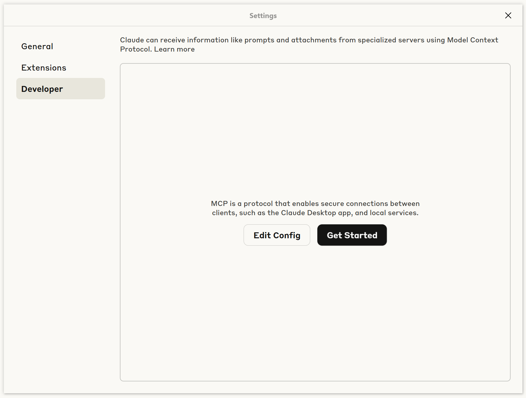 Claude Developer Settings
