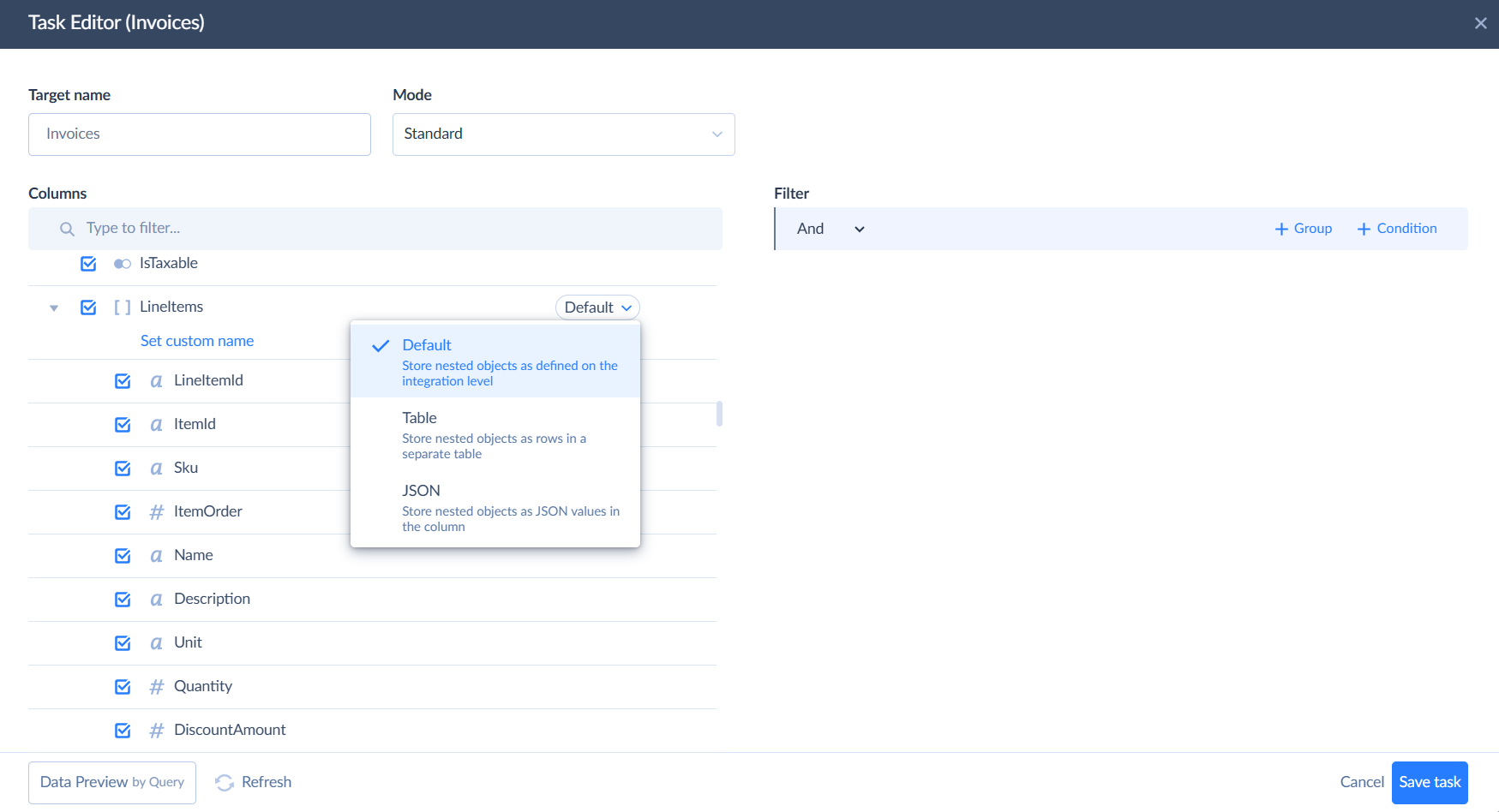 Nested object fields in replication