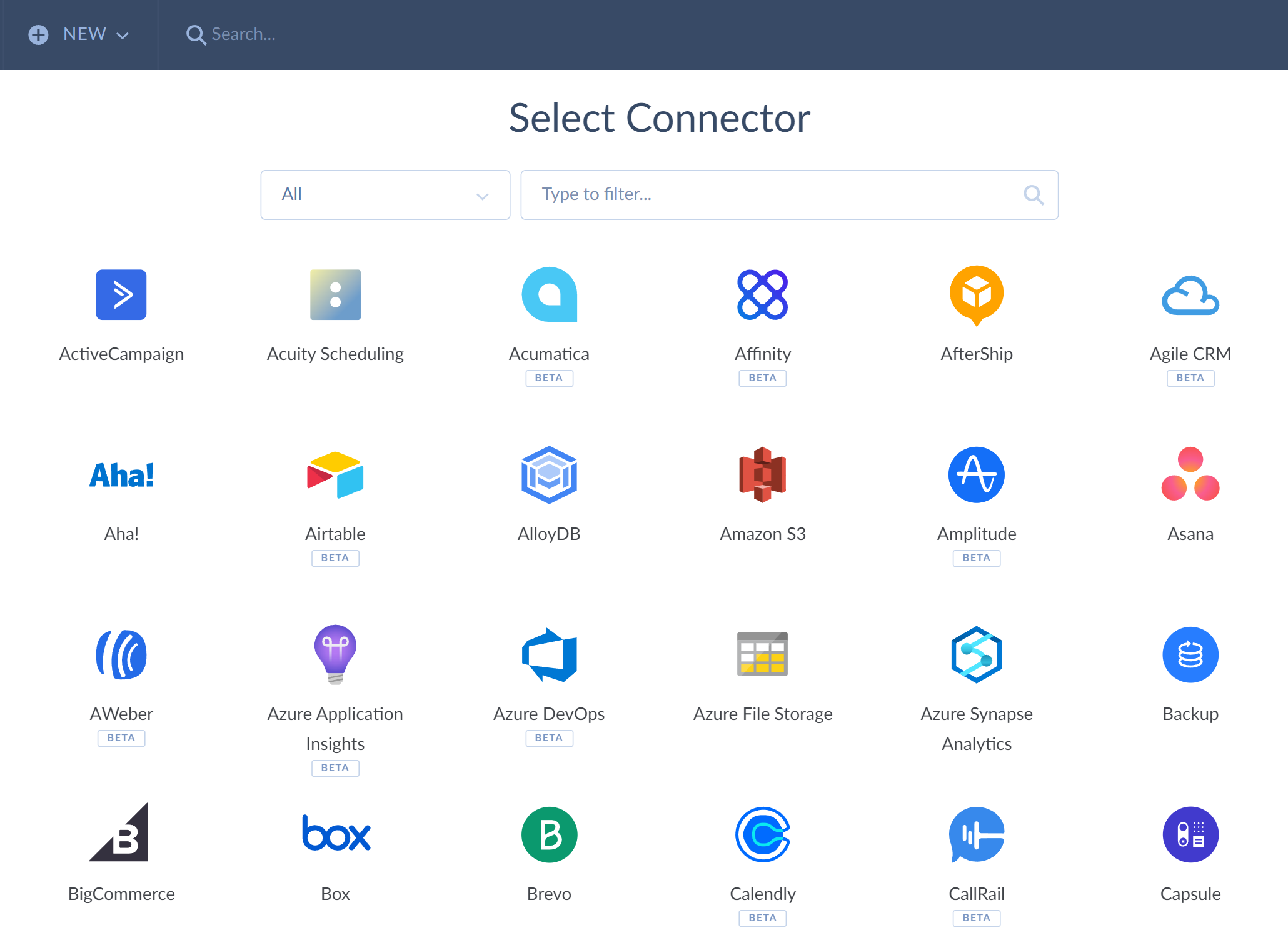 Select Connector page
