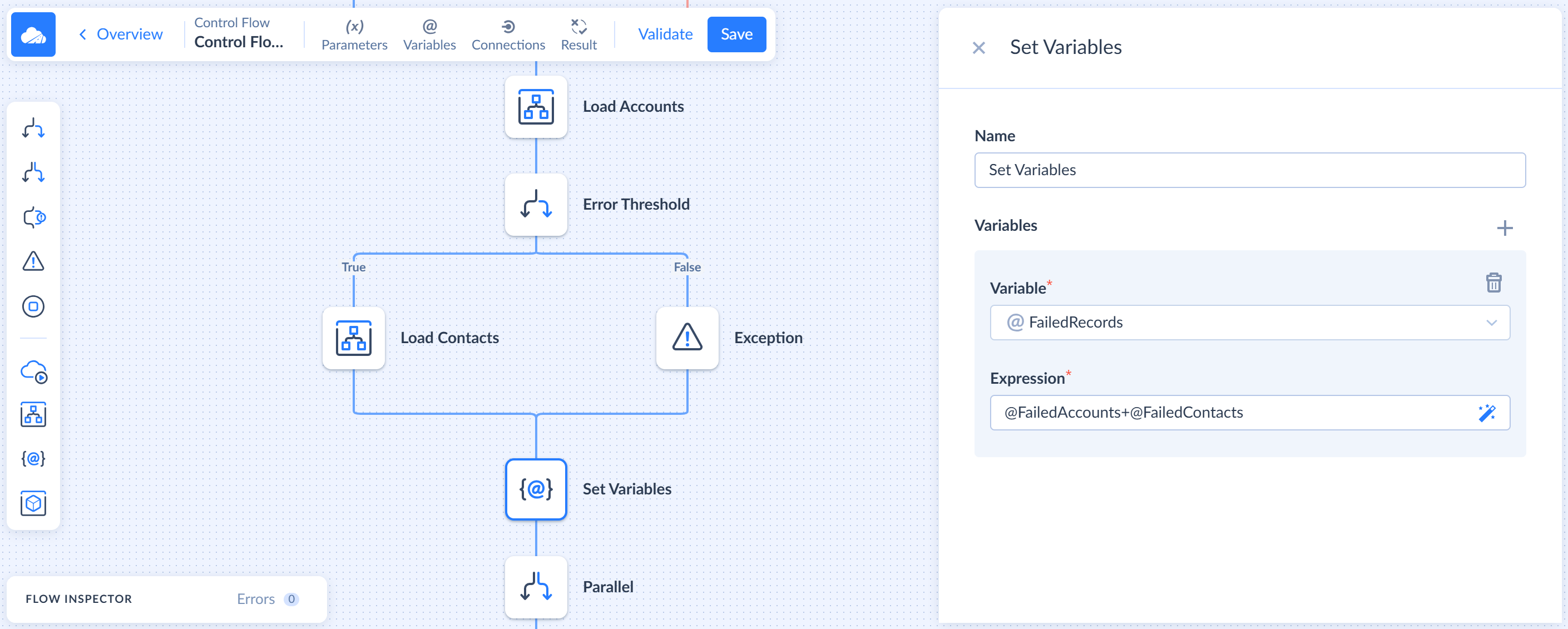 Set Variables component