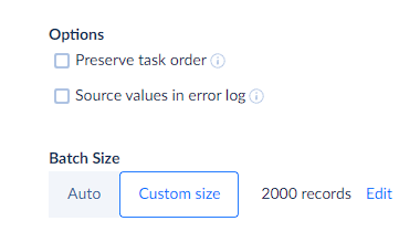 Custom batch size