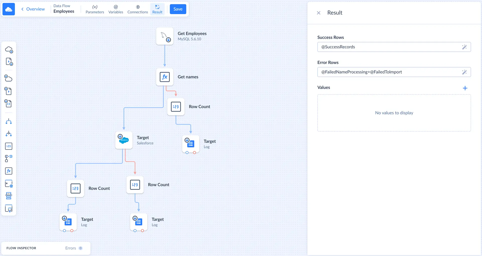 Data Flow results configuration