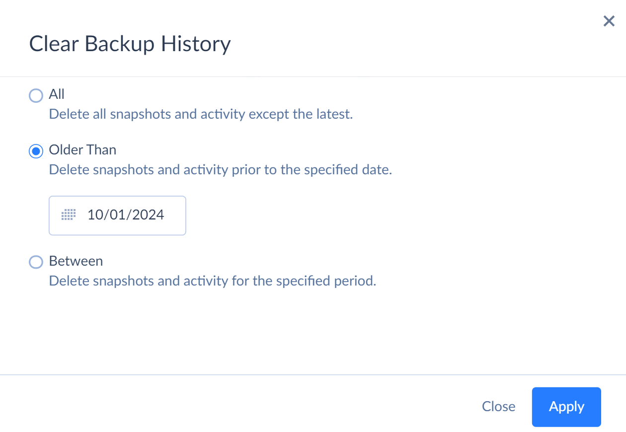 Clear Backup History