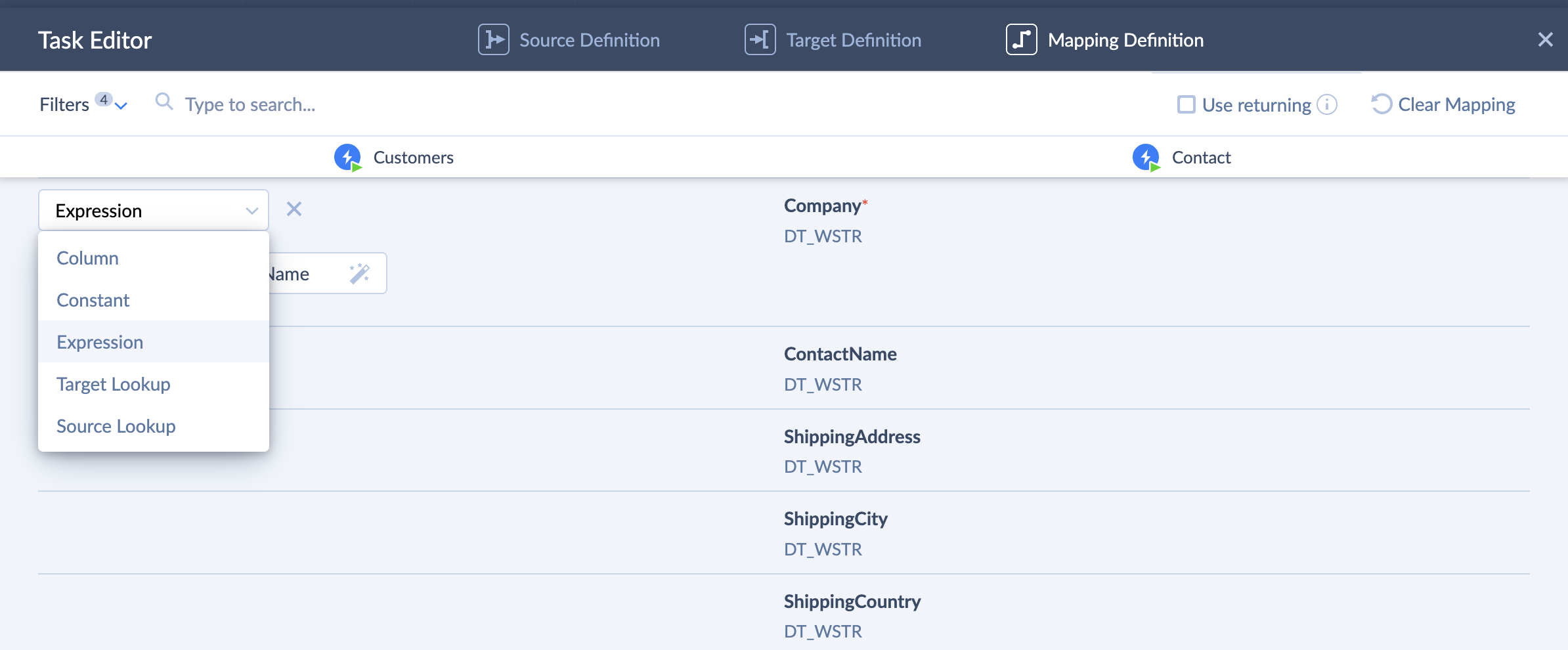 Mapping Fields to Expressions