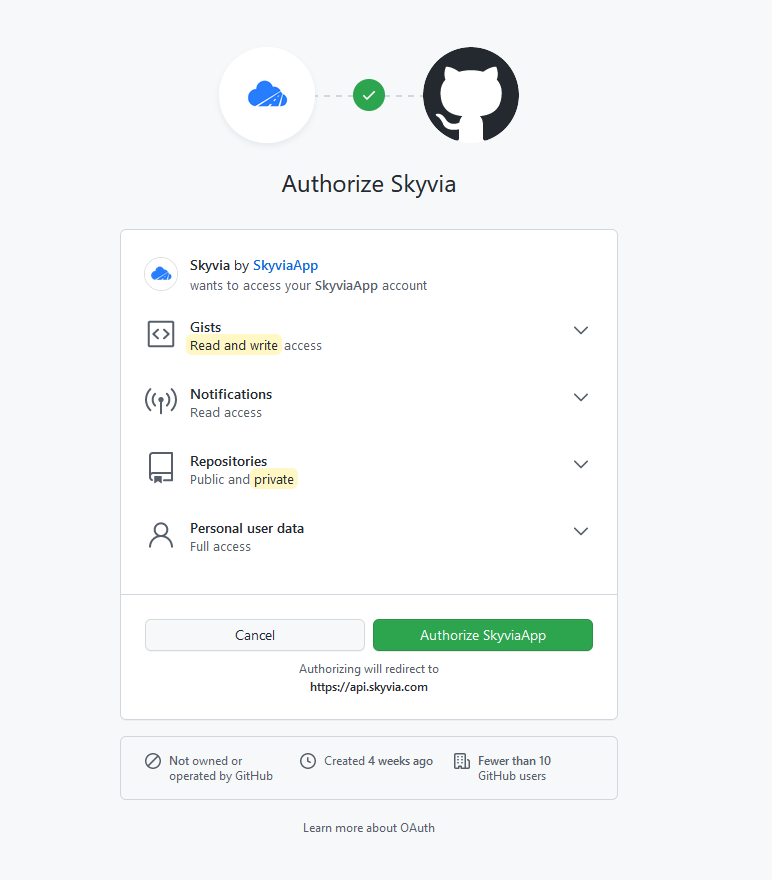 Authorizing access for Skyvia