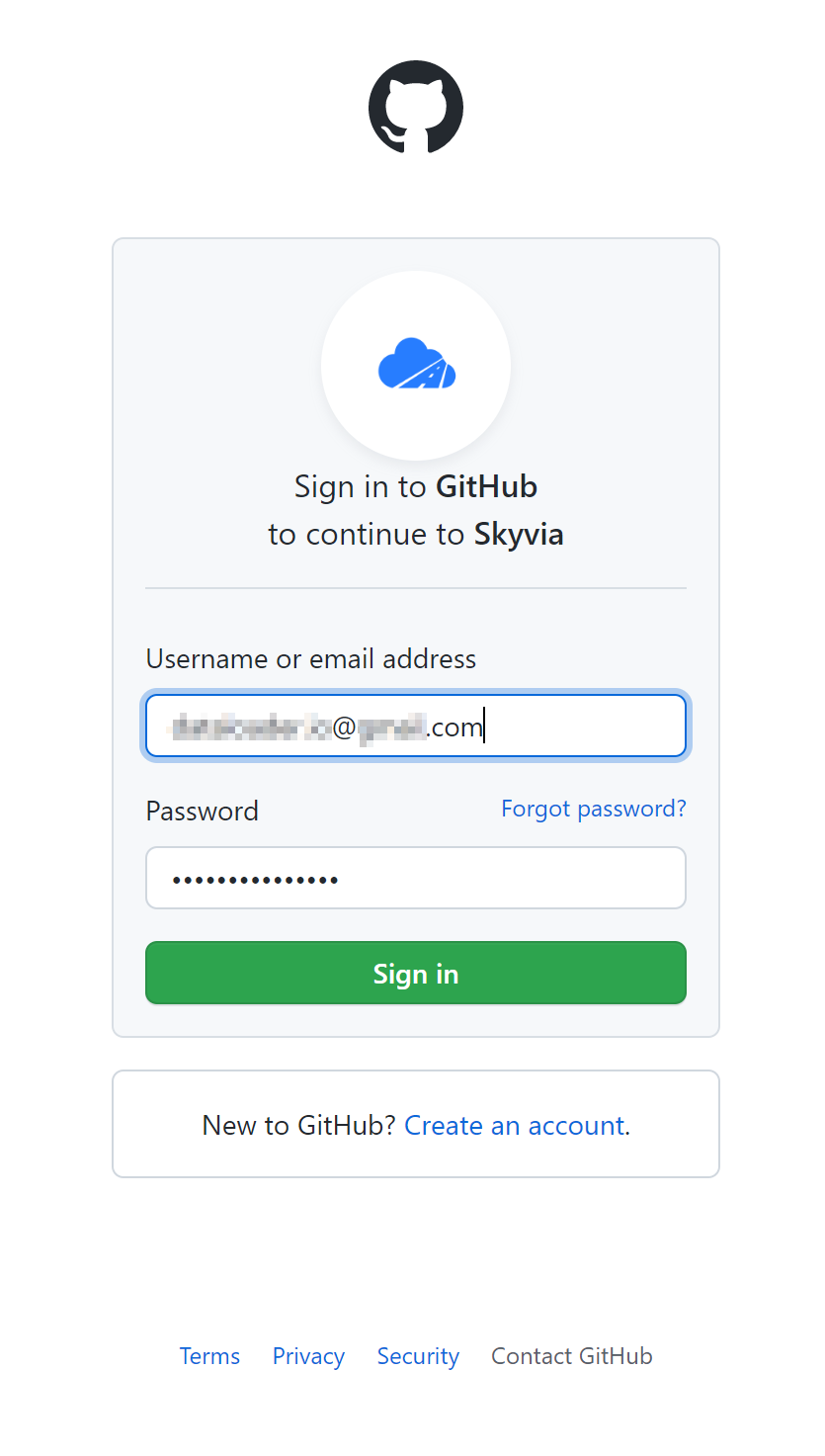 Signing in to GitHub