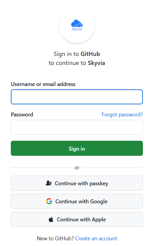 Signing in to GitHub