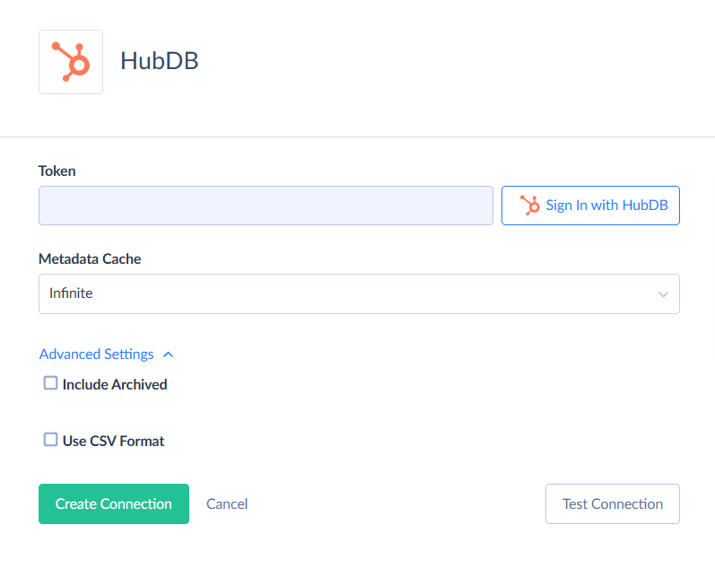 HubDB connection editor