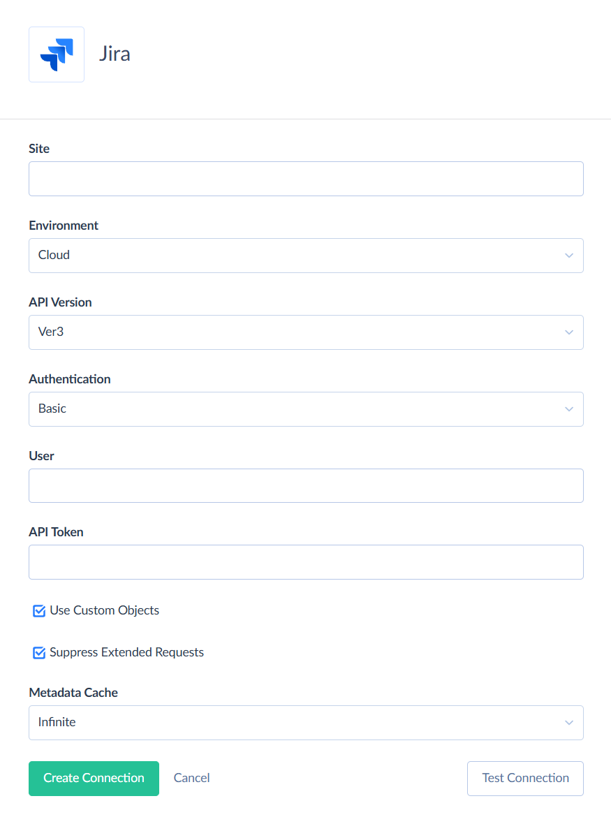 Jira Cloud Connection Editor