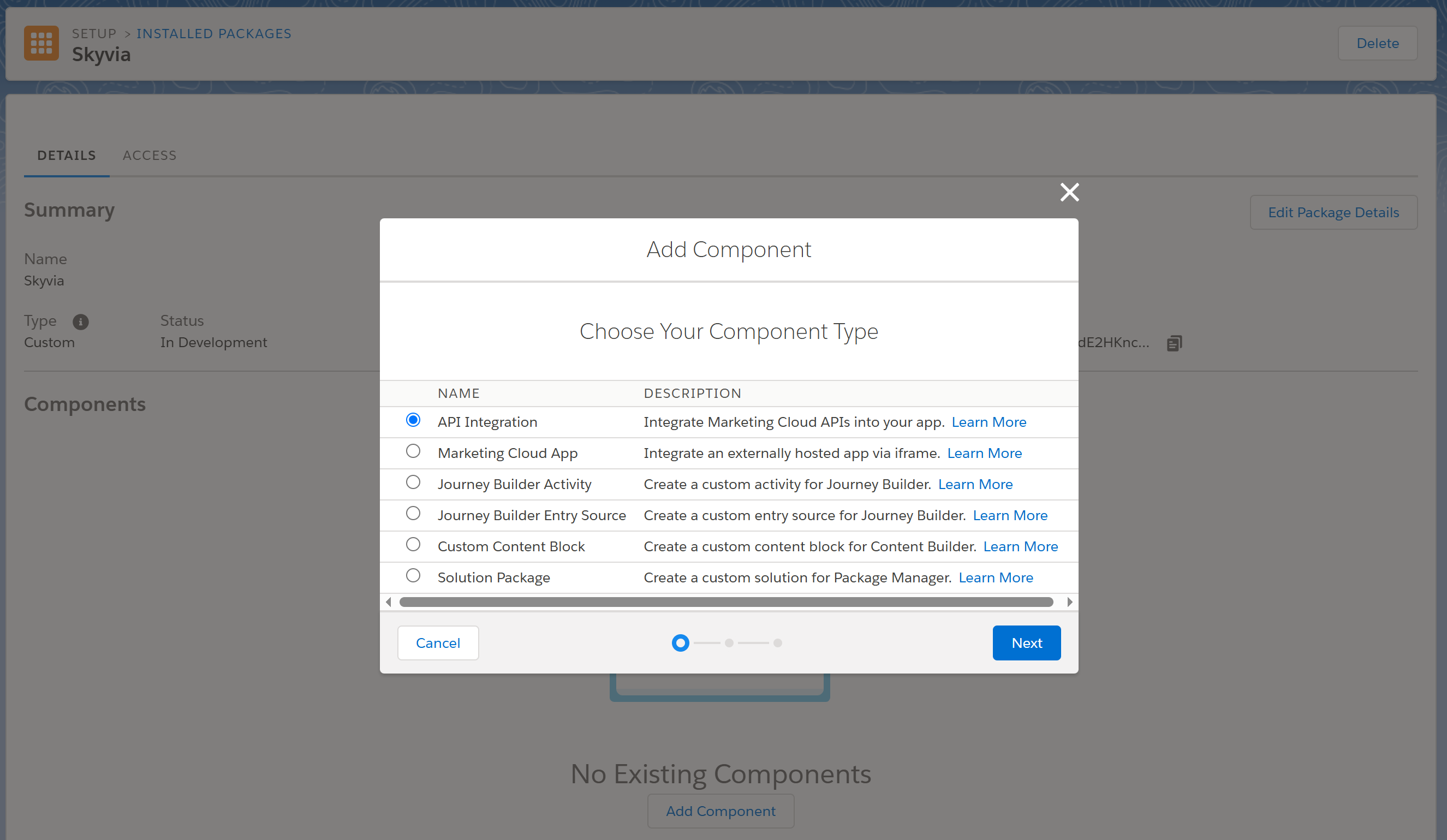 Salesforce Marketing Cloud - adding component