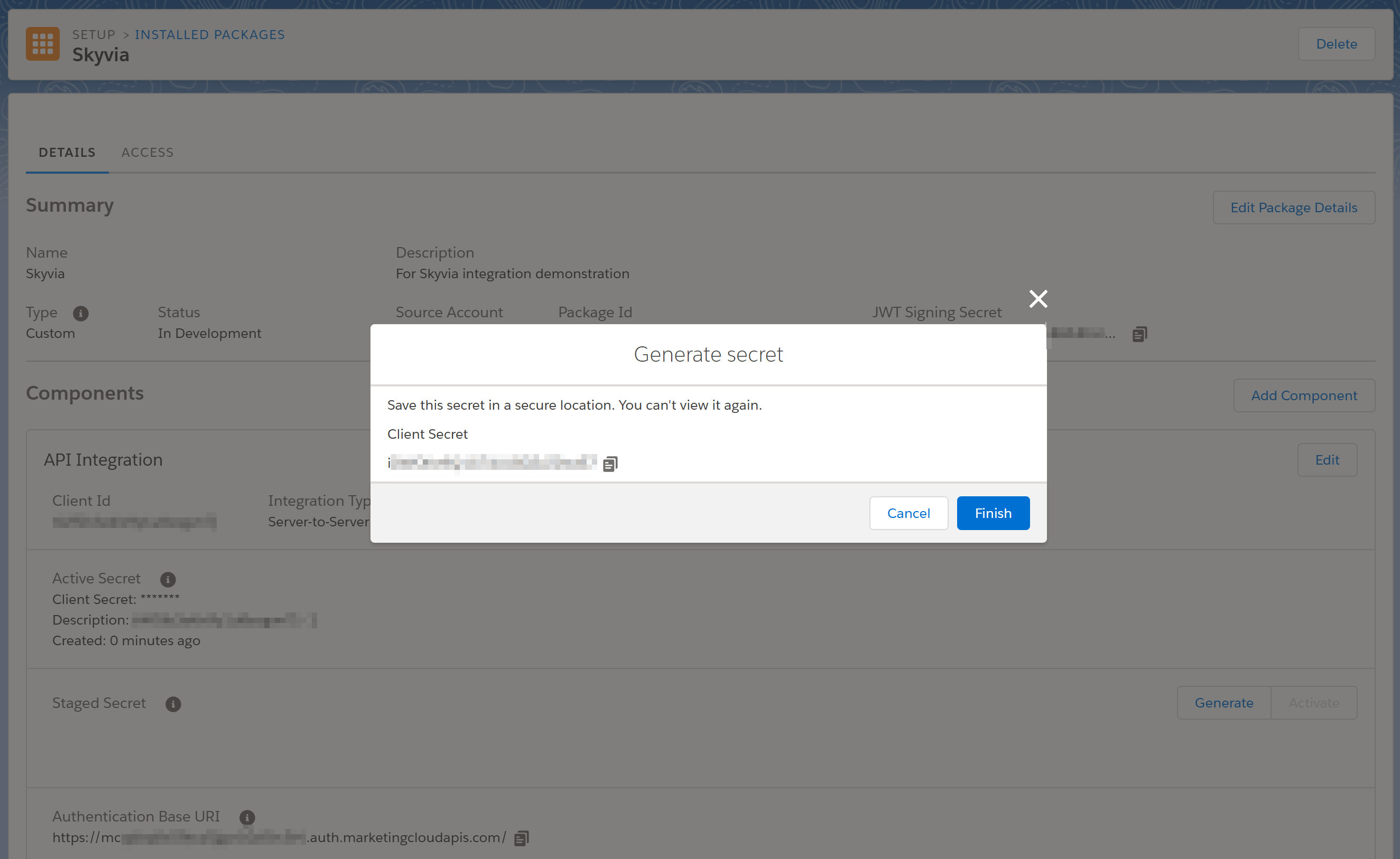 Salesforce Marketing Cloud - copy client secret