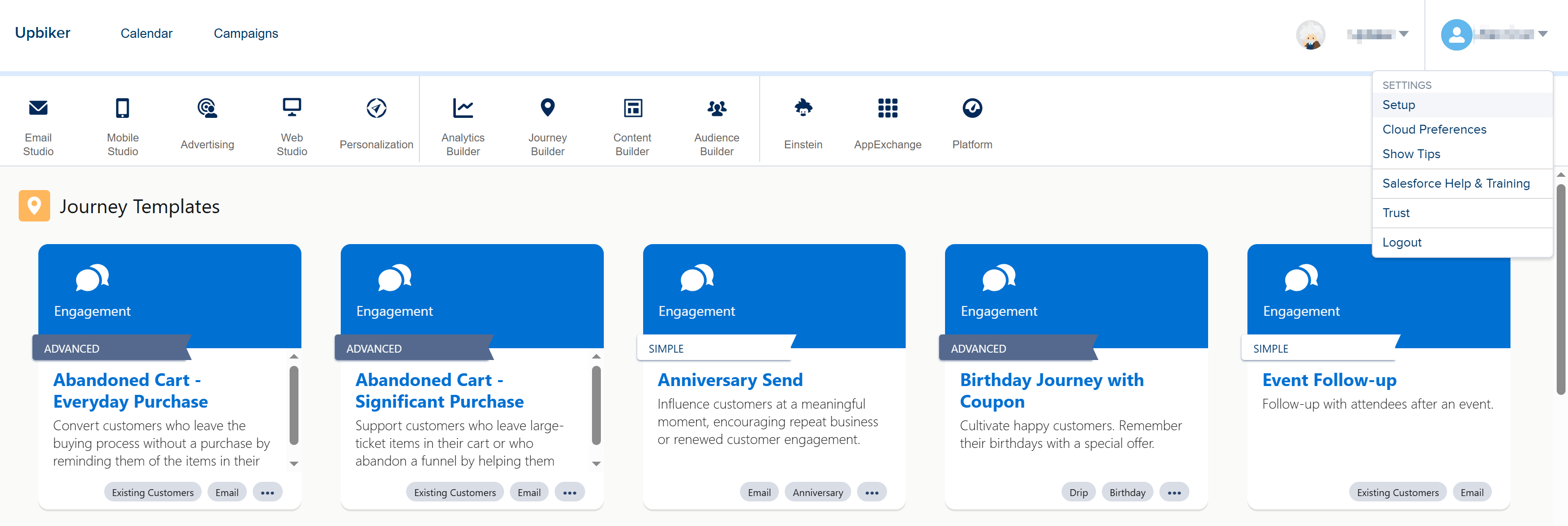 Salesforce Marketing Cloud - opening Setup