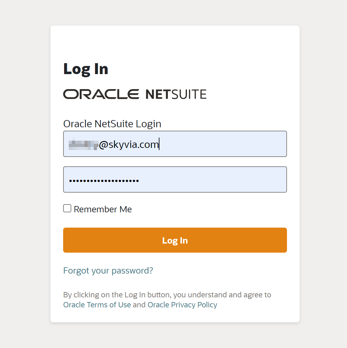 Signing in to NetSuite