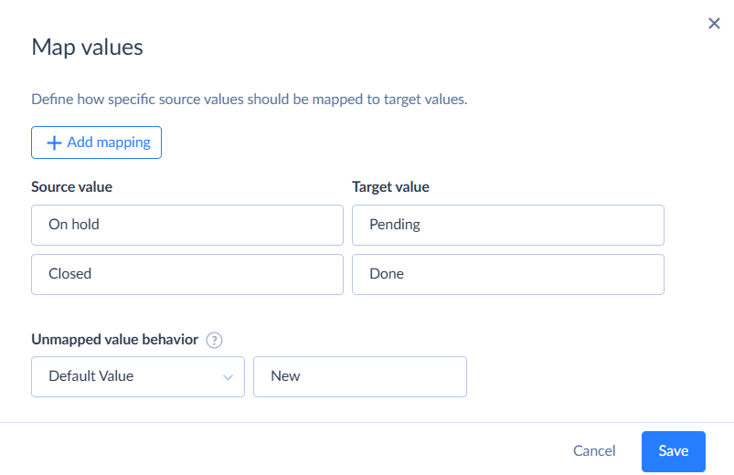 Values mapping example