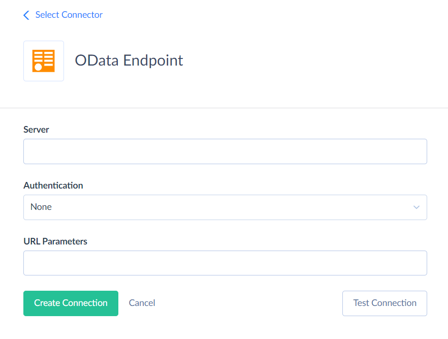 Connection Editor window - None Authentication