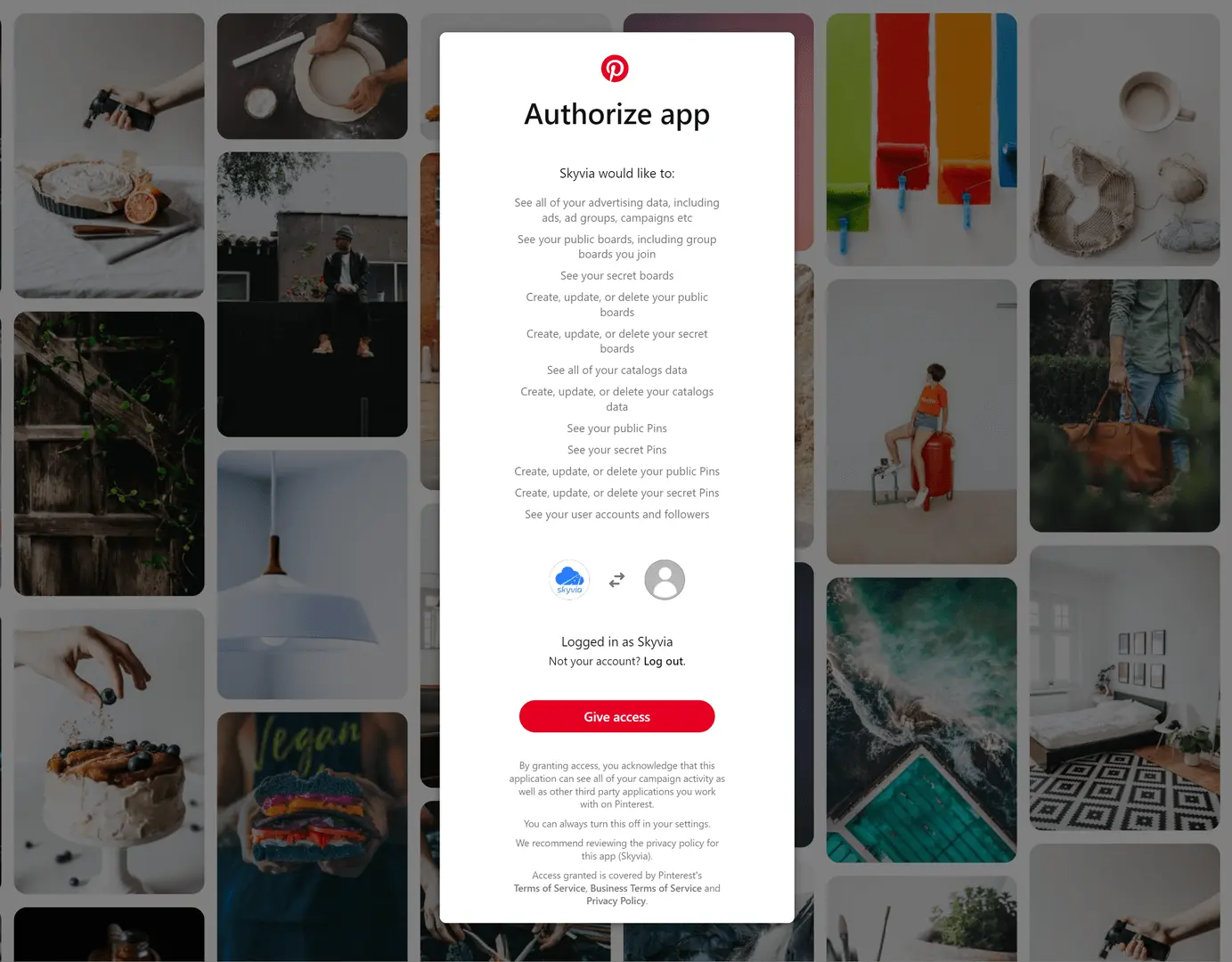 Permission window