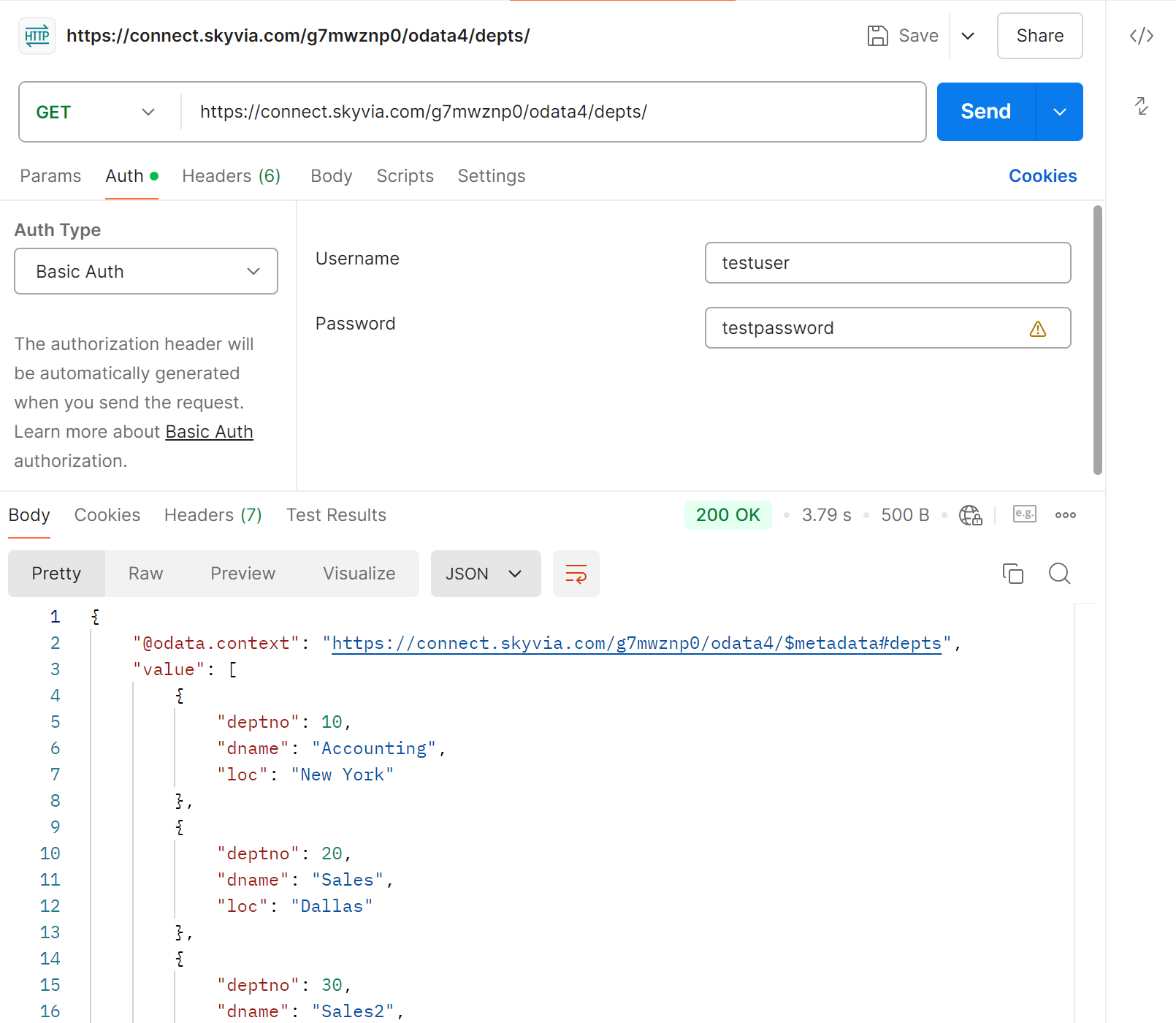 Postman - GET request - OData v3