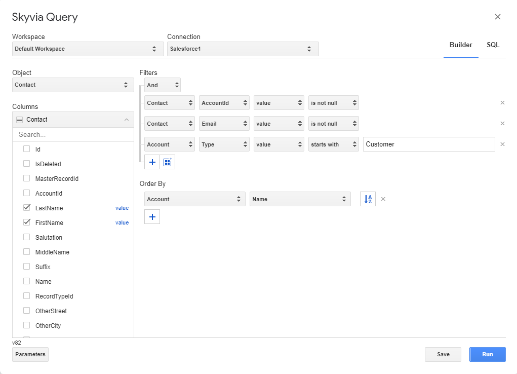 skyvia query builder