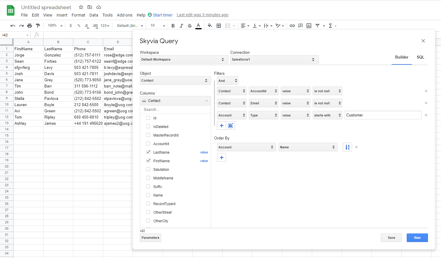 General view of skyvia query add-on