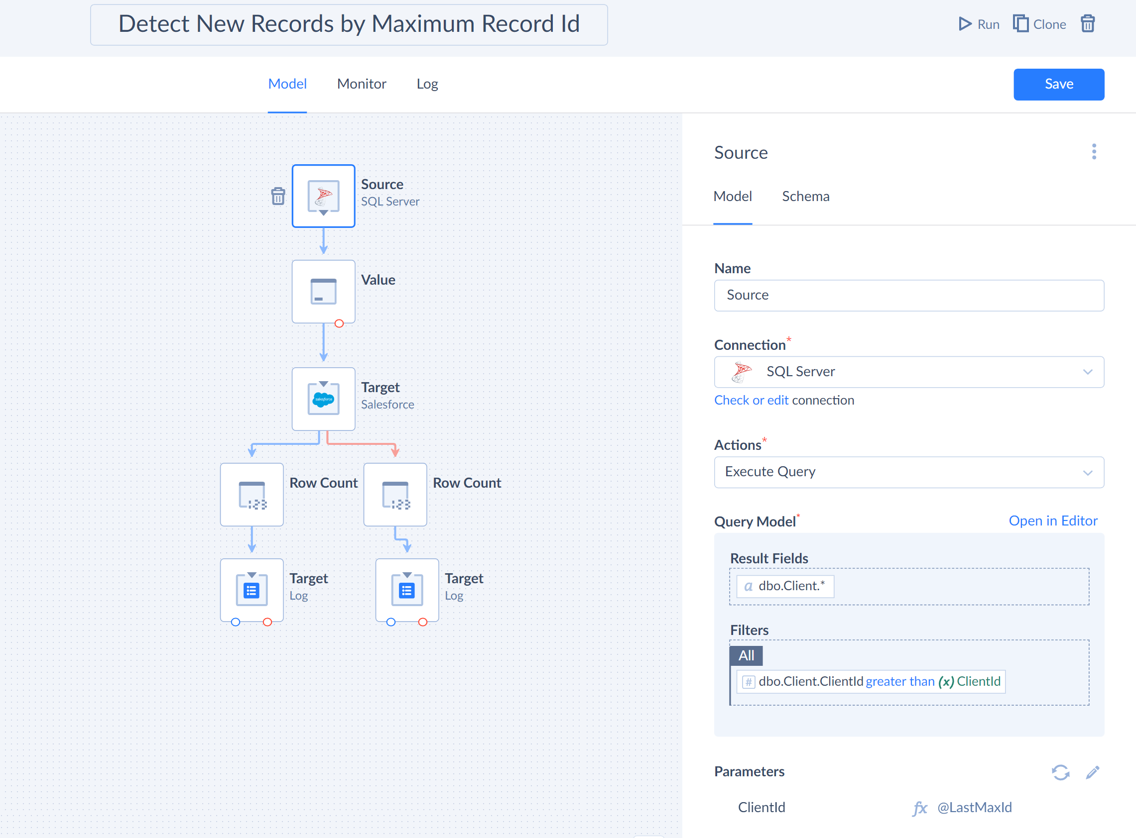 data flow execute query example