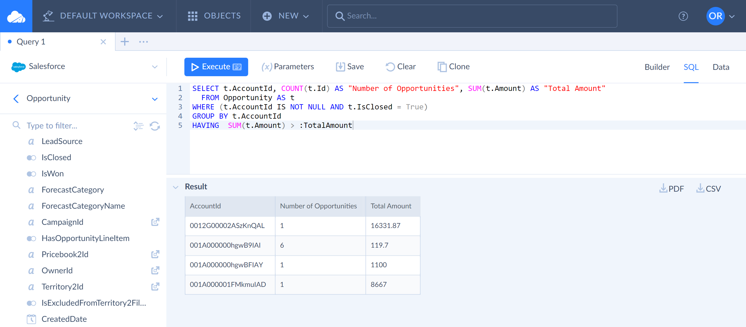 Query SQL Editor