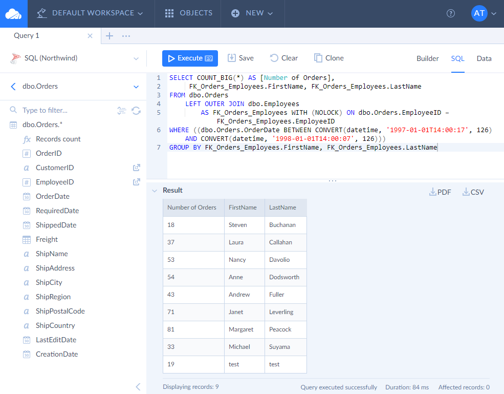 Query SQL Editor