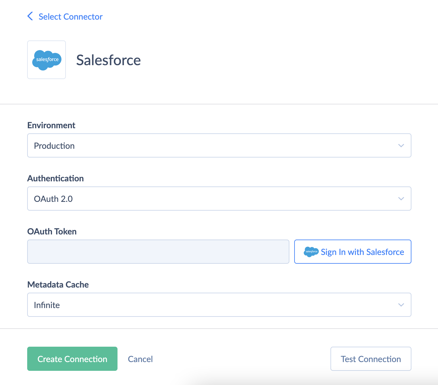 Salesforce Connection Editor - OAuth authentication