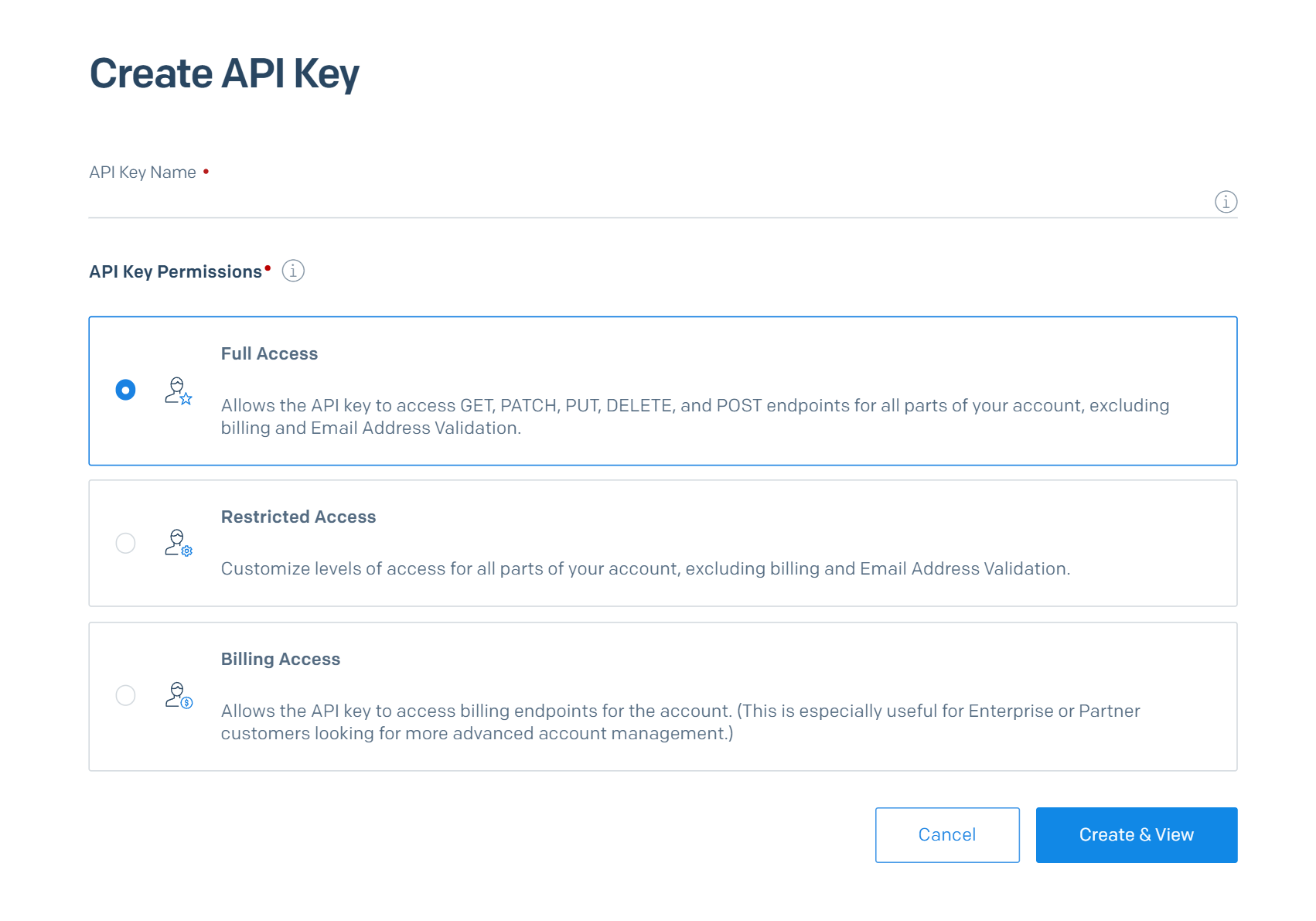 SendGrid API Key Permissions