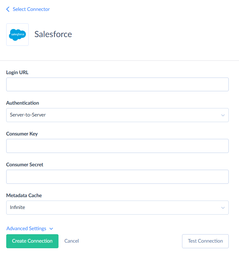 Salesforce Connection Editor - Server-to-Server authentication