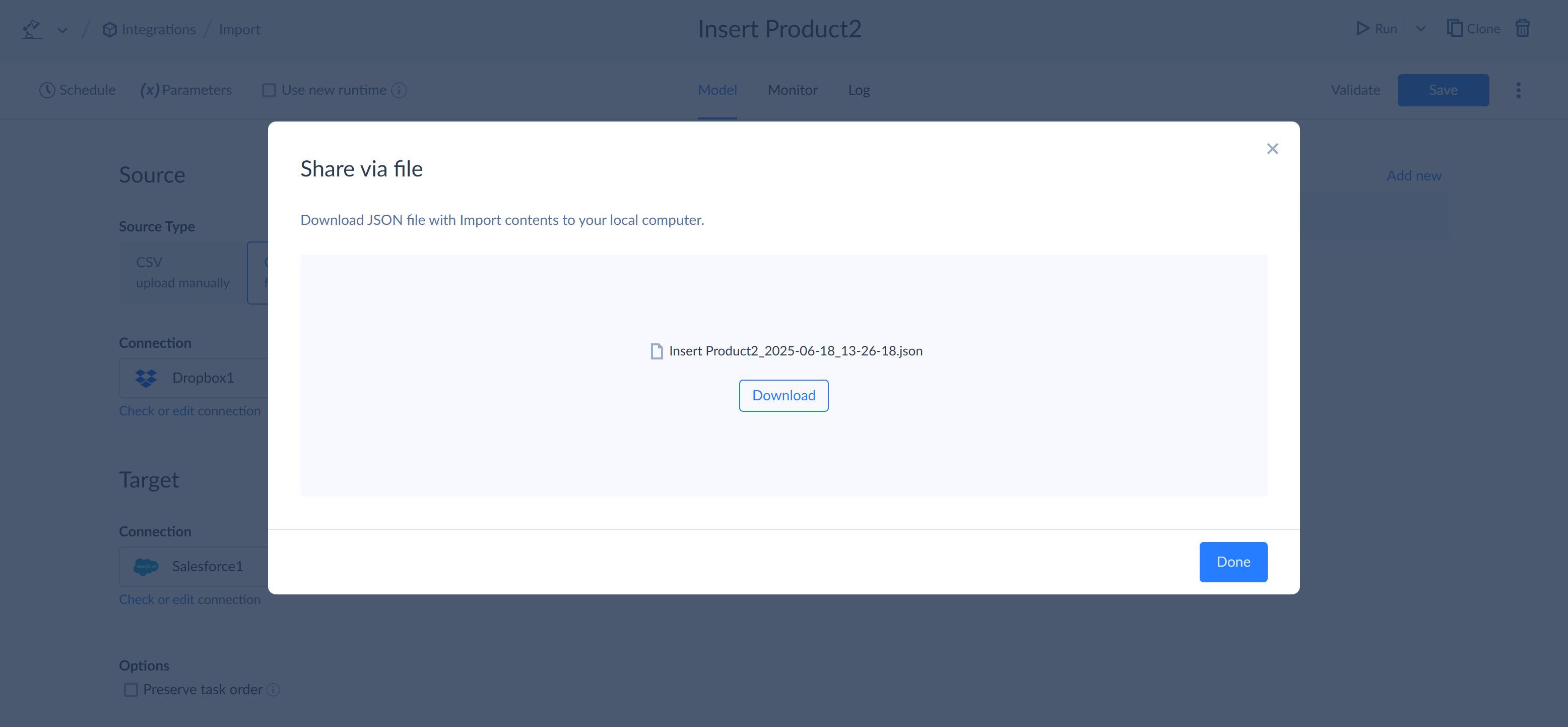 Share integration - download file
