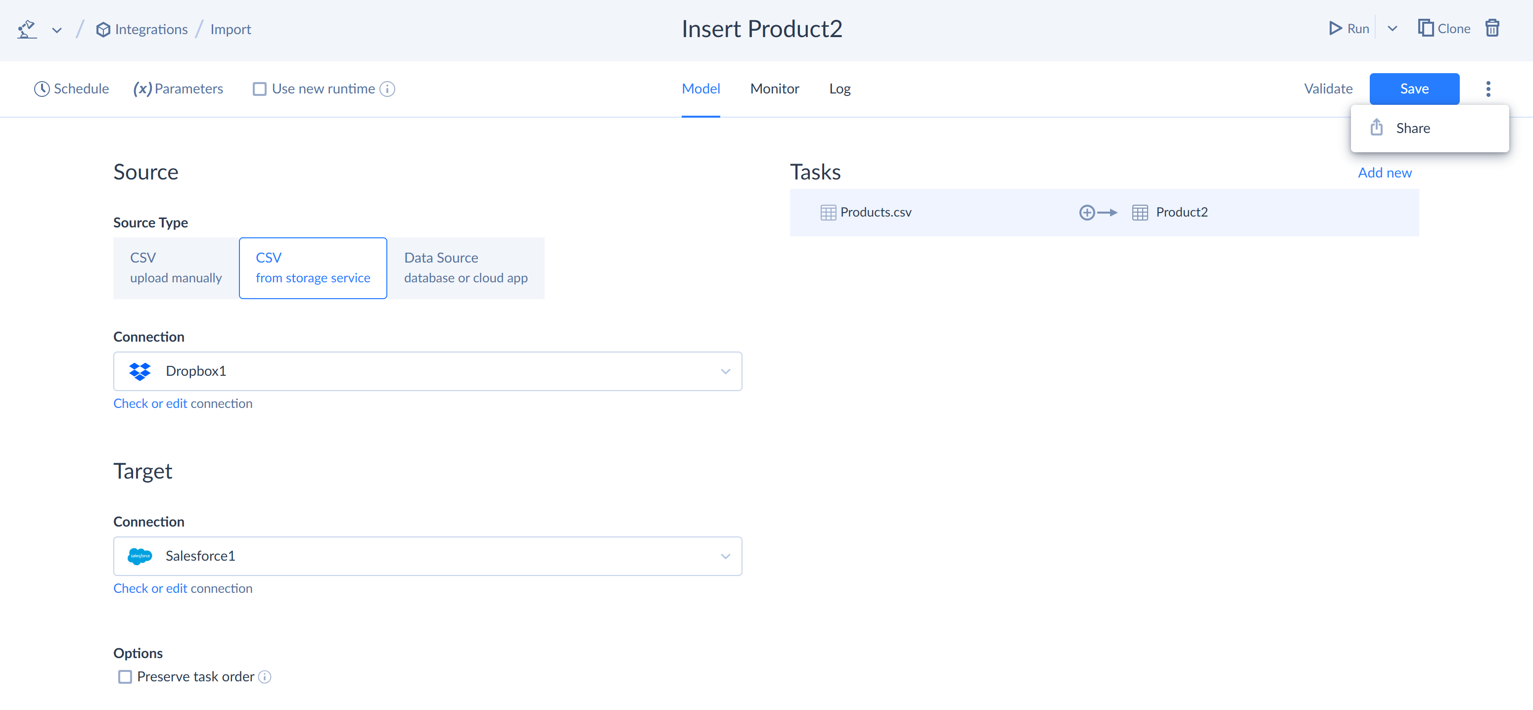 Share integration