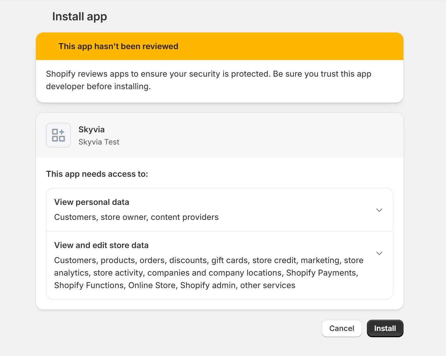 Installing Shopify app