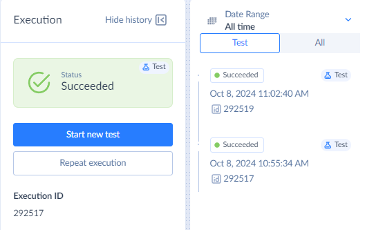 Test Mode History