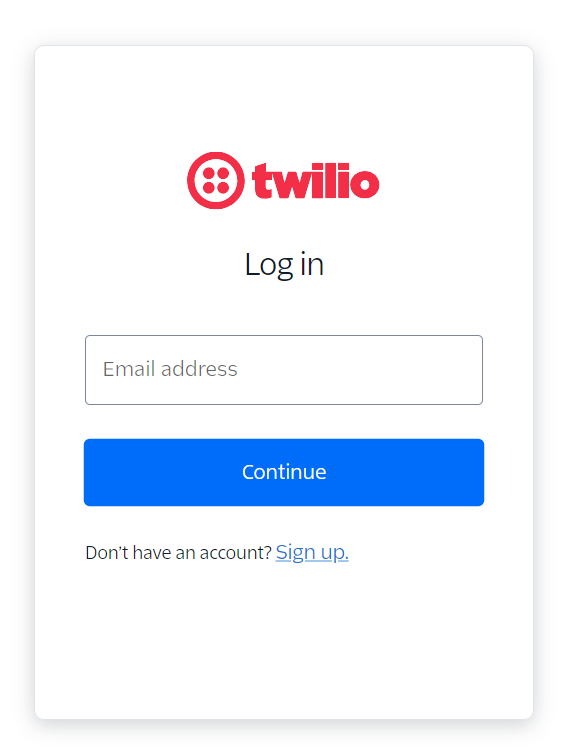 Twilio Sign In page