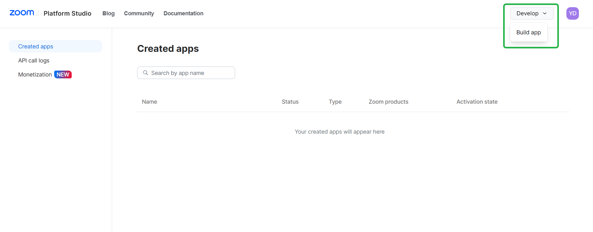 Zoom Marketplace Developer Console