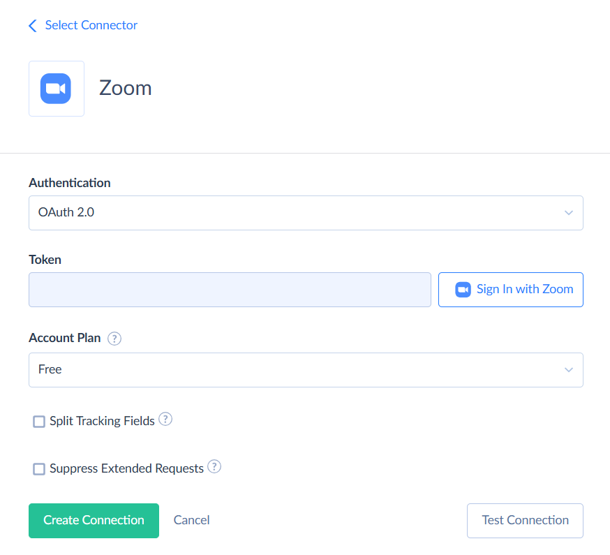 Zoom OAuth connection editor